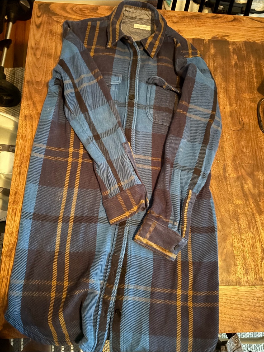 Outerknown Blue and Mustard Plaid ‘Blanket’ dress - Picture 5 of 5